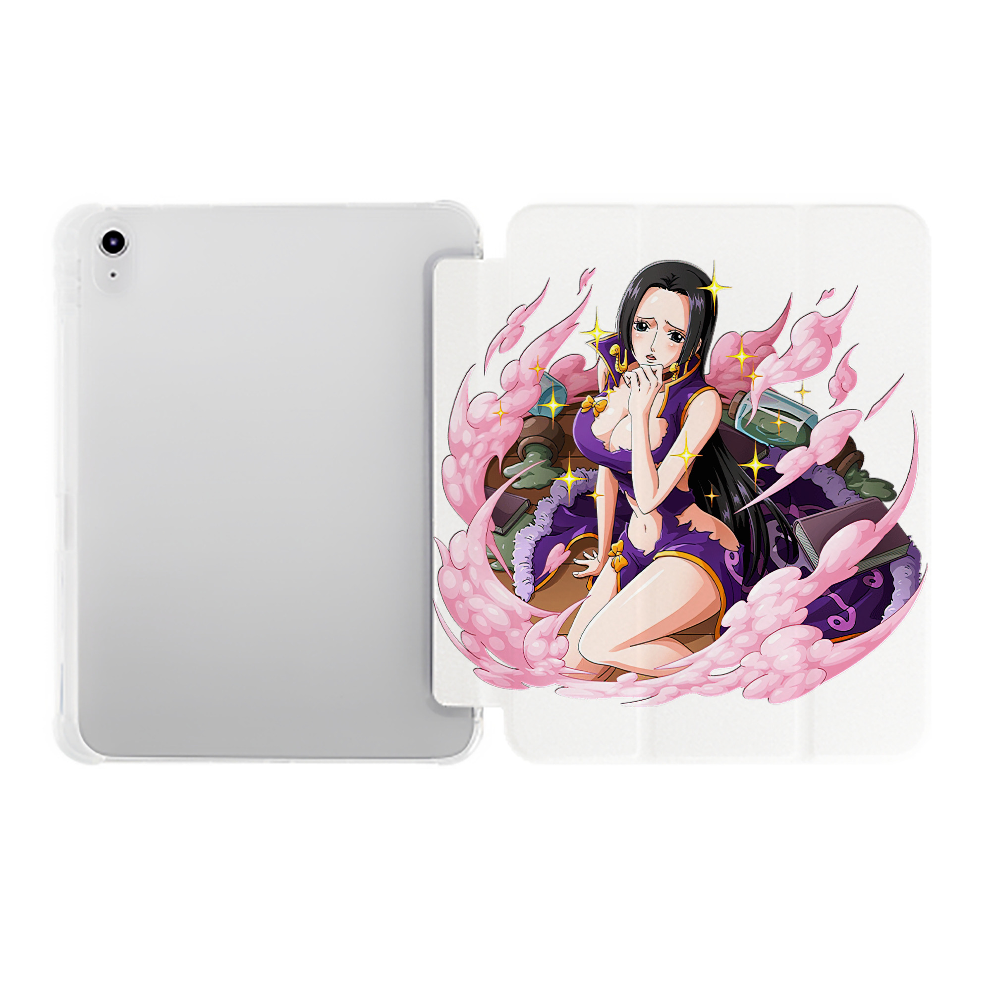 （画像用） ワンピース ボア・ハンコック ONE PIECE Boa·Hancock IPad ケース ペン収納付き 三つ折りスタンド PUレザー×シリコン 対応機種9.5/10.5/10.9インチ
